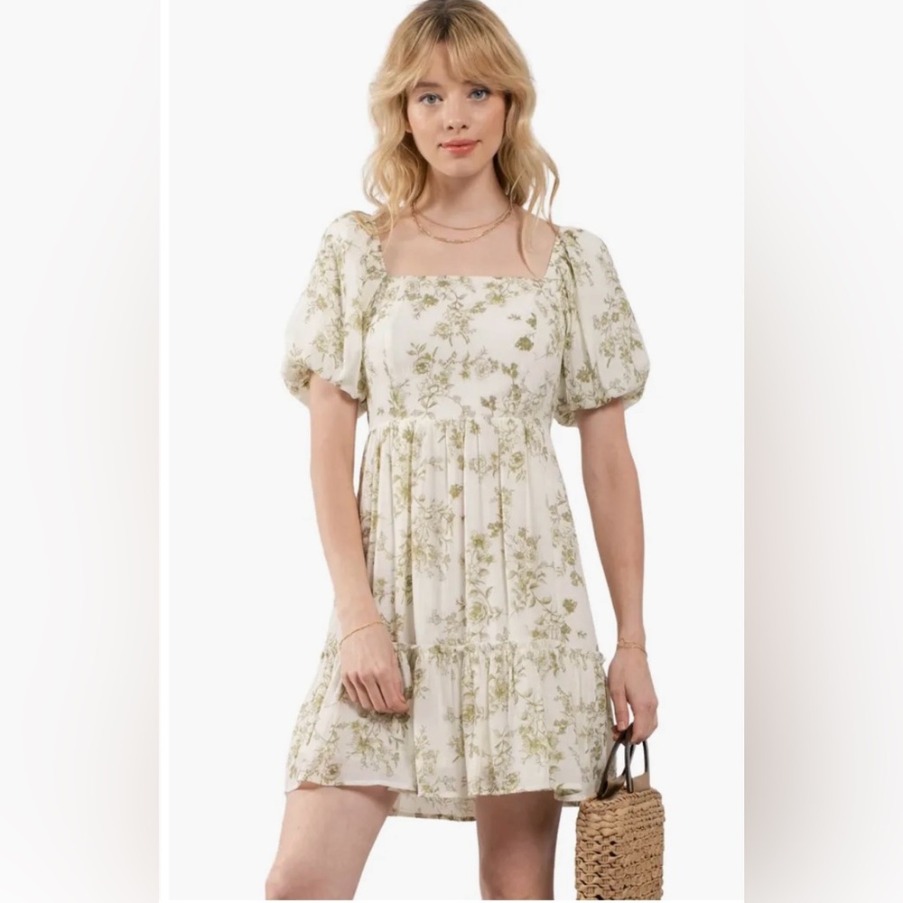 Blu Pepper Floral Puff Sleeve Fit & Flare Minidress